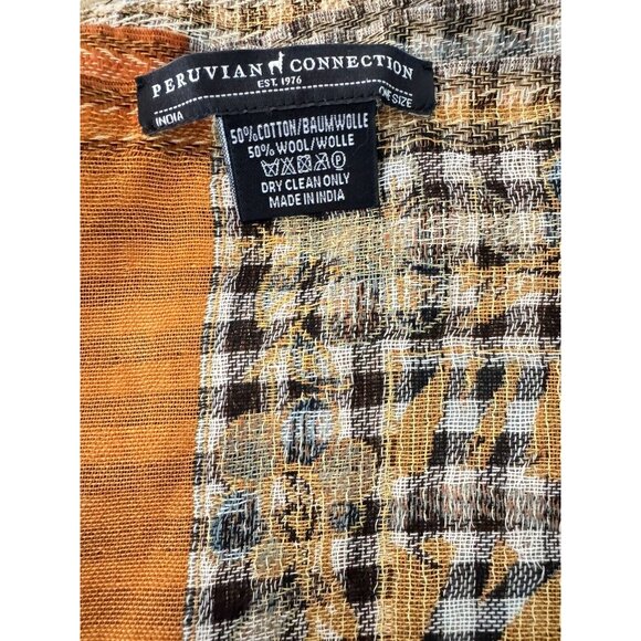 PERUVIAN CONNECTION Elegant Wool Cotton Knit Scarf Fall Pumpkin Season - Picture 7 of 7